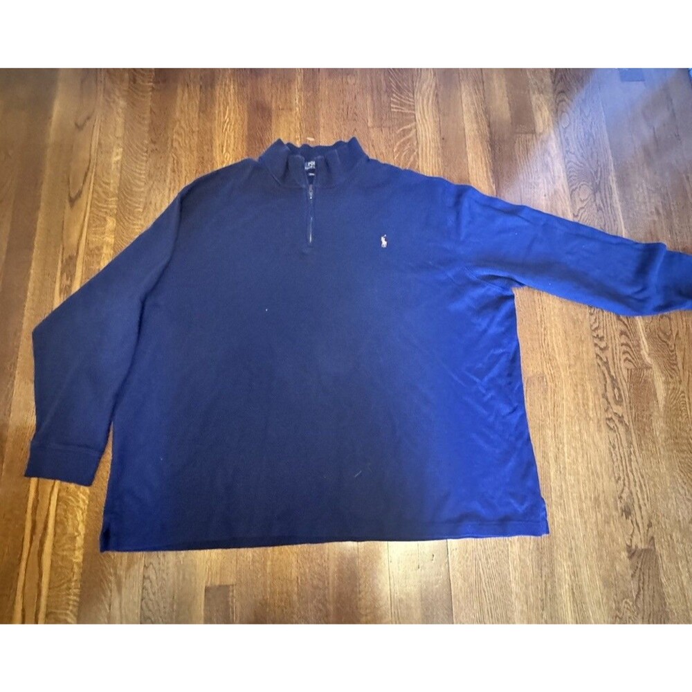 Polo Ralph Lauren Estate Rib-Knit 1/4 Zip Pullover Navy Sweater Men's Big 5X